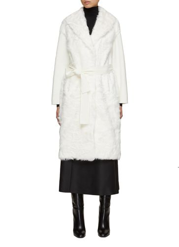 Belted Fur Long Cardigan - YVES SALOMON - Modalova