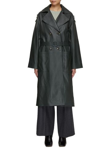 Belted Leather Trench Coat - YVES SALOMON - Modalova