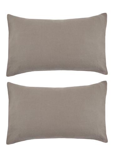 Rem Linen Pillowcase Set of 2 - Fumo - SOCIETY LIMONTA - Modalova