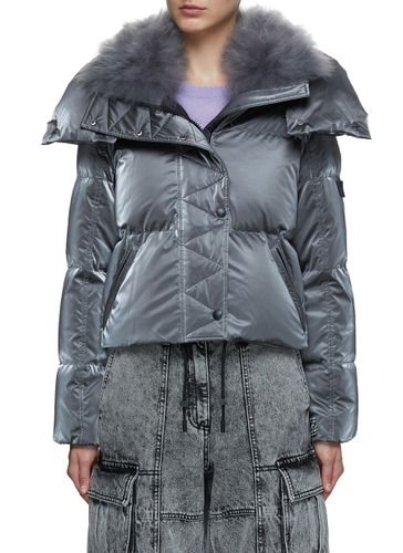 Cropped Lambs Wool Collar Hooded Puffer - YVES SALOMON ARMY - Modalova