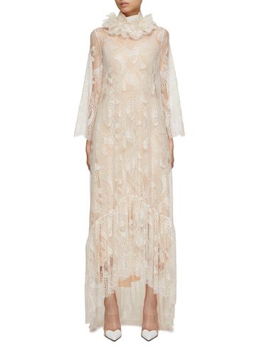 High Collar Lace Maxi Dress - KITON - Modalova
