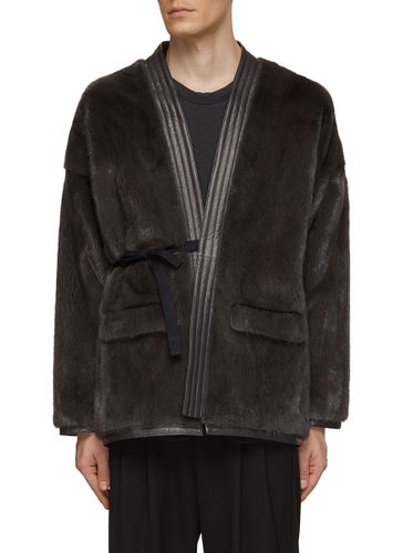 Leather Trim Mink Fur Kimono Jacket - KRUF - Modalova