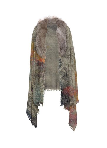 Divine Touch Fur Collar Cashmere Stole - VINTAGE SHADES - Modalova