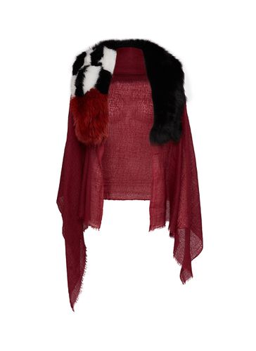 Fur Collar Cashmere Stole - VINTAGE SHADES - Modalova