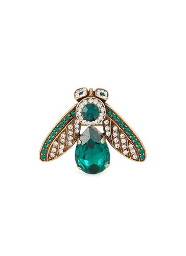Brass Emerald Crystal Moth Brooch - THOT GIOIELLI - Modalova