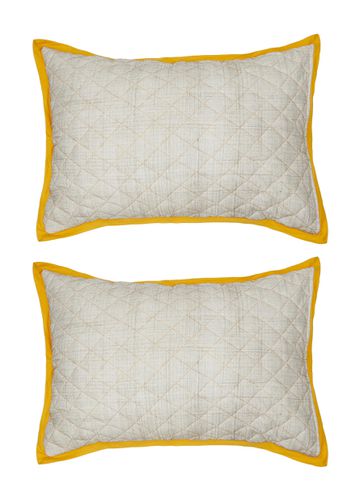 Bandhini Pillowcase Set of 2 - Grey/Yellow - MALABAR BABY - Modalova