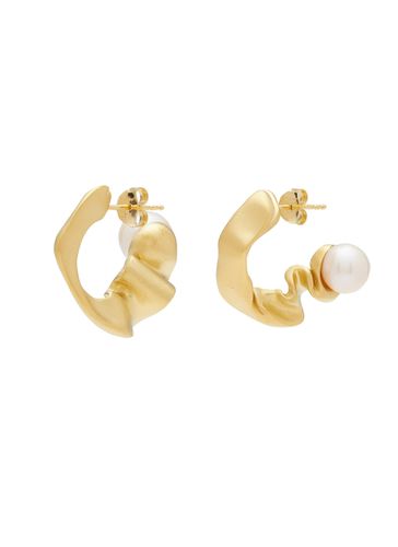 Crumple II Freshwater Pearl 14K Gold Plated Sterling Silver Mismatched Earrings - COMPLETEDWORKS - Modalova