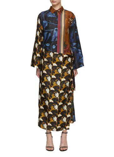 Aara Mixed Print Wrap Silk Shirt Dress - BIYAN - Modalova