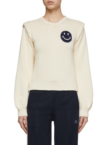 Smiley Face Intarsia Shoulder Pad Knit Sweater - JOSHUA'S - Modalova