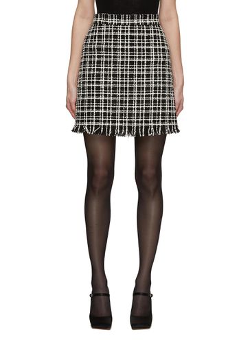 Fringe Hem Tweed Mini Skirt - SOONIL - Modalova