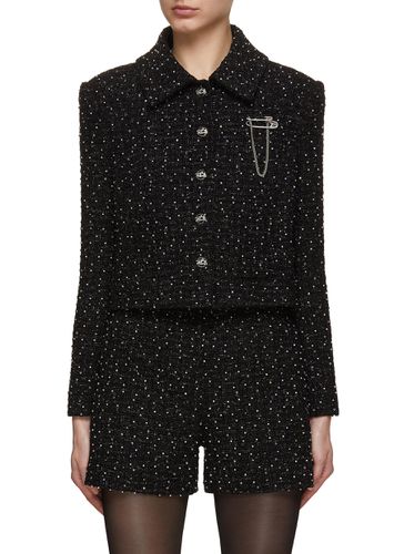 Pearl And Crystal Embellished Cropped Tweed Jacket - SOONIL - Modalova