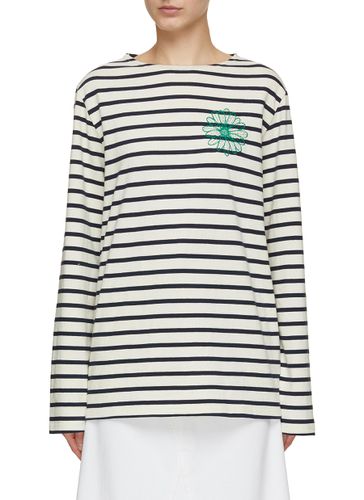 Striped Flower Embroidery Long Sleeve T-Shirt - MARDI MERCREDI - Modalova