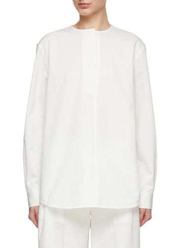 Collarless Cotton Twill Shirt - TOTEME - Modalova
