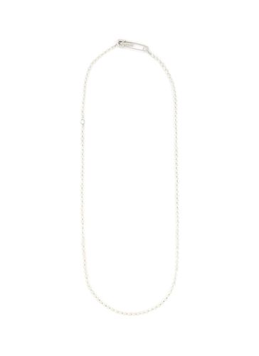 Crystal Pearl Plated Brass Safety Pin Long Necklace - NUMBERING - Modalova