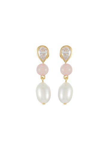 Freshwater Pearl Cubic Zirconia 18ct Gold Plated Vermeil Earrings - COMPLETEDWORKS - Modalova