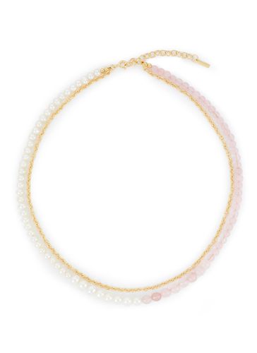 Freshwater Pearl Rose Quartz 18ct Gold Plated Necklace - COMPLETEDWORKS - Modalova