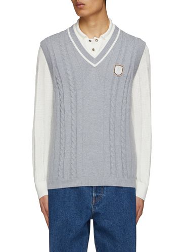 Badge Patch Cable Knit Cotton Vest - BRUNELLO CUCINELLI - Modalova