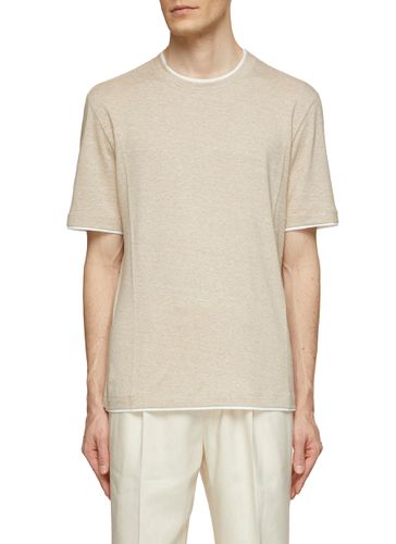 Contrast Trim Cotton Linen T-Shirt - BRUNELLO CUCINELLI - Modalova