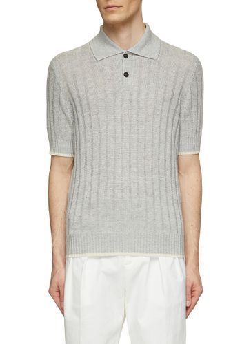 Kintted Stripe Linen Cotton Polo Shirt - BRUNELLO CUCINELLI - Modalova