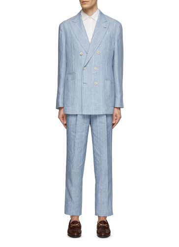 Double Breasted Pinstripe Linen Suit - BRUNELLO CUCINELLI - Modalova