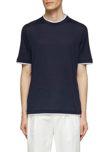 Contrast Trim Cotton Jersey T-Shirt - BRUNELLO CUCINELLI - Modalova