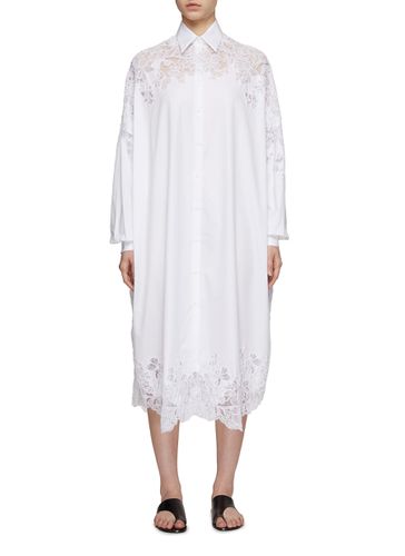 Oversized Lace Embroidered Shirt Dress - ERMANNO SCERVINO - Modalova