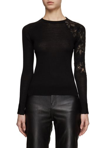 Lace Shoulder Fitted Wool Knit Top - ERMANNO SCERVINO - Modalova