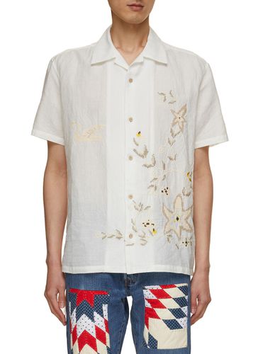 Cross-Stitch Linen Cotton Shirt - KHOKI - Modalova