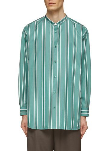 Mandarin Collar Striped Cotton Shirt - TOMORROWLAND - Modalova