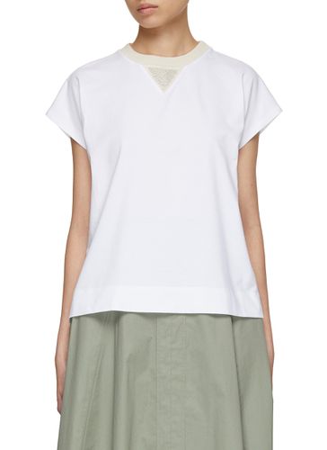 Cap Sleeve Knit Neckline T-Shirt - PESERICO - Modalova