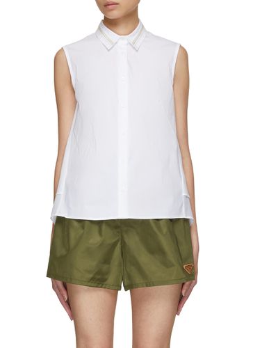 Sleeveless Asymmetrical Hem Poplin Shirt - PESERICO - Modalova