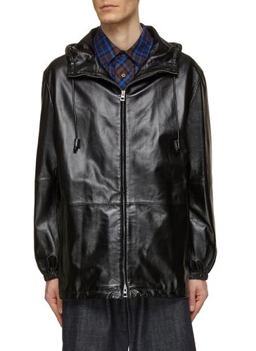 Hooded Zip Up Leather Jacket - LOEWE - Modalova