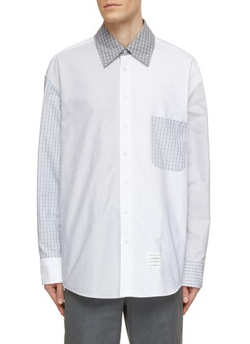 Oversized Checkered Patchwork Oxford Shirt - THOM BROWNE - Modalova