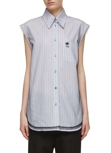 Mesh Overlay Striped Cotton Shirt - N°21 - Modalova