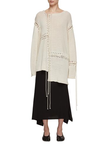 Lace Up Patchwork Long Sweater - Y'S - Modalova