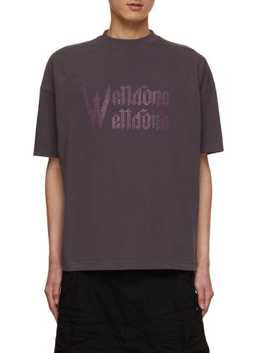 Rhinestone Double Logo Cotton T-Shirt - WE11DONE - Modalova