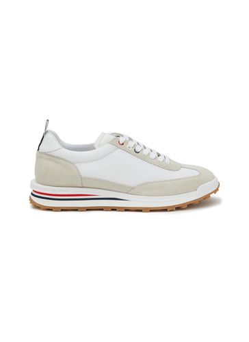 Suede Panel Low Top Lace Up Sneakers - THOM BROWNE - Modalova