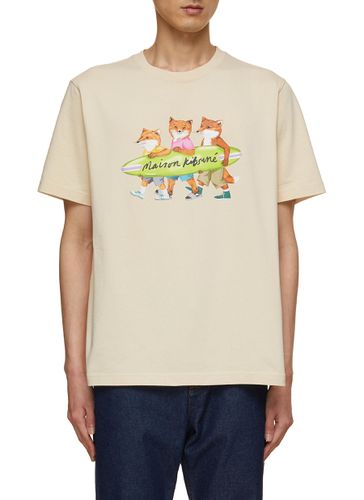 Surfing Foxes Cotton T-Shirt - MAISON KITSUNÉ - Modalova