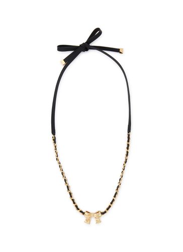 K Gold Plated Ribbon Leather Strap Necklace - NUMBERING - Modalova