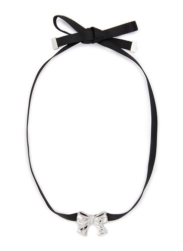 Rhodium Plated Ribbon Leather Strap Necklace - NUMBERING - Modalova