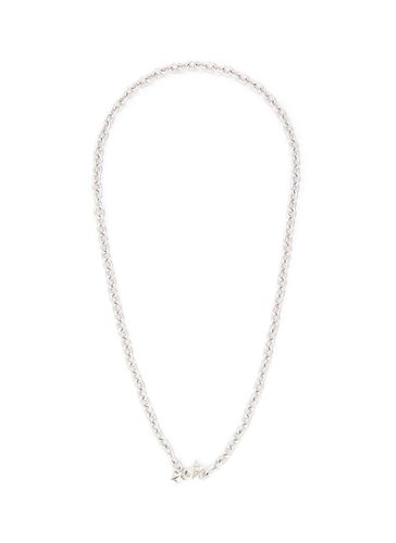 Rhodium Plated Star Clasp Oval Chain Long Necklace - NUMBERING - Modalova