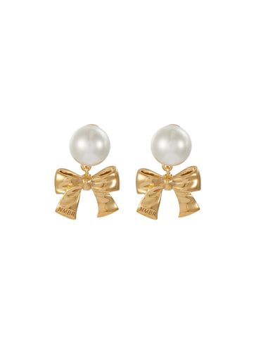 K Gold Plated Brass Ribbon Stud Earrings - NUMBERING - Modalova