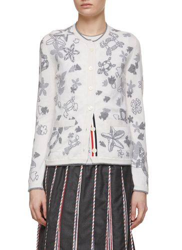 Sea Jacquard Cashmere Cardigan - THOM BROWNE - Modalova