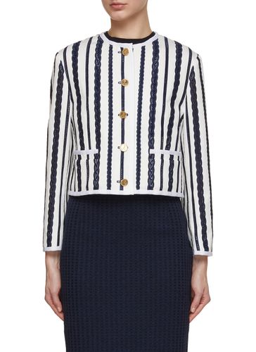 Broderie Anglaise Cable Box Pleat Cardigan Jacket - THOM BROWNE - Modalova