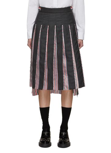 Pleated Striped Midi Skirt - THOM BROWNE - Modalova