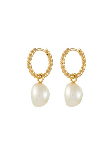 Pearl 18K Gold Plated Brass Twisted Small Drop Hoop Earrings - MISSOMA - Modalova