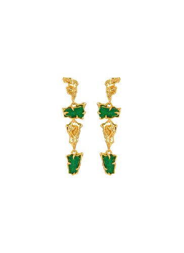 Mobile 14K Gold Plated Green Druzy Brass Earrings - ALEXIS BITTAR - Modalova