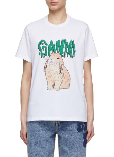 Bunny Print Relaxed T-Shirt - GANNI - Modalova