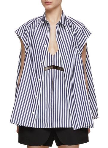 Inner Layer Cap Sleeve Striped Poplin Shirt - SACAI - Modalova