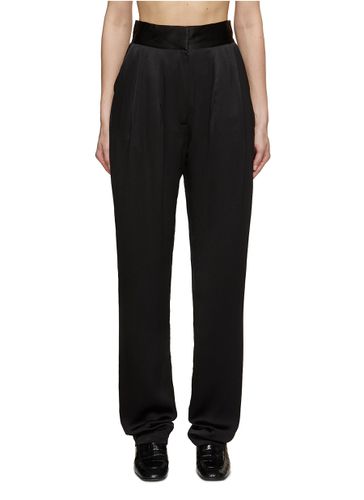 Tailored Front Pleat Silk Pants - TOVE - Modalova